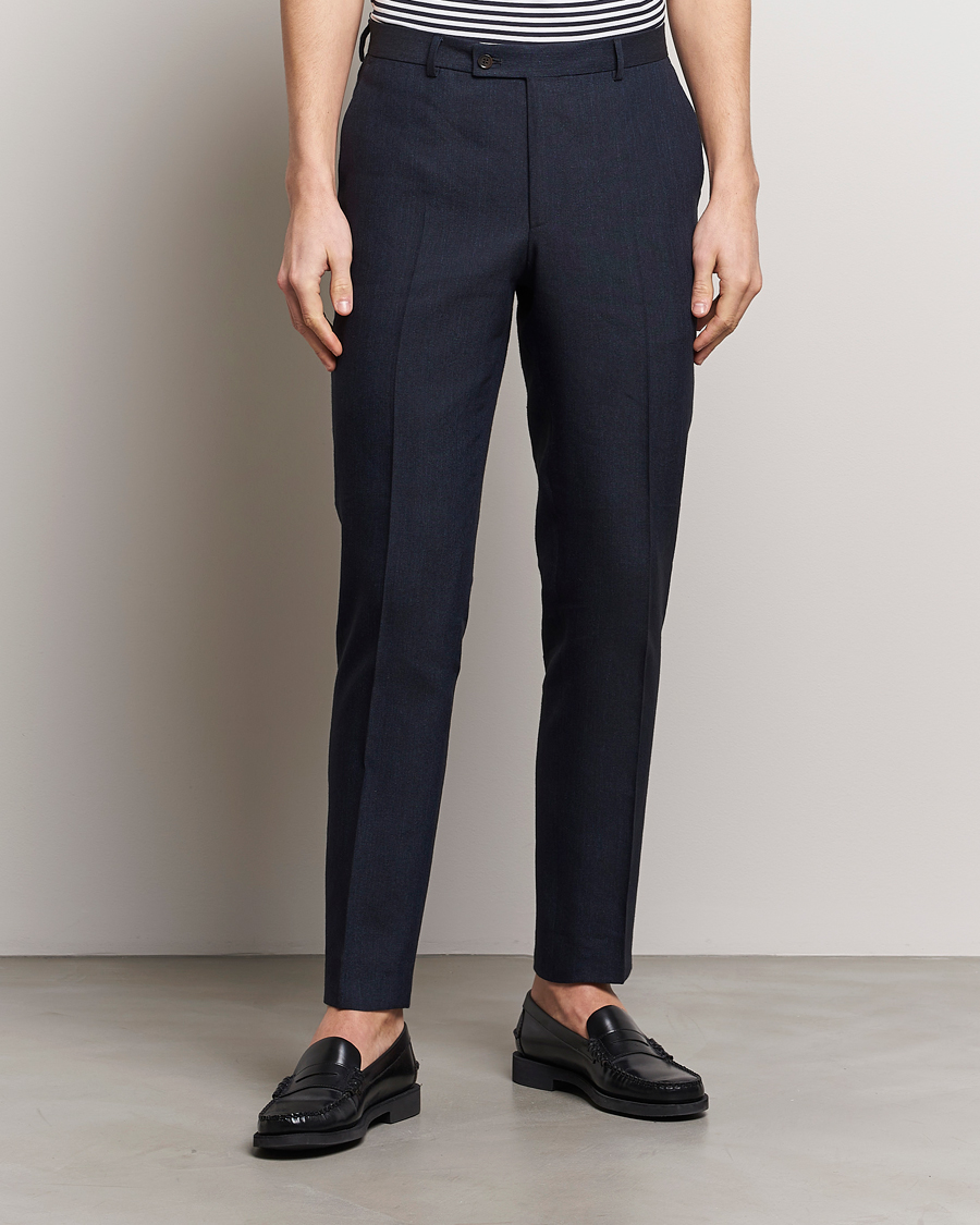 Hombres | Pantalones | Morris | Bobby Linen Suit Trousers Navy