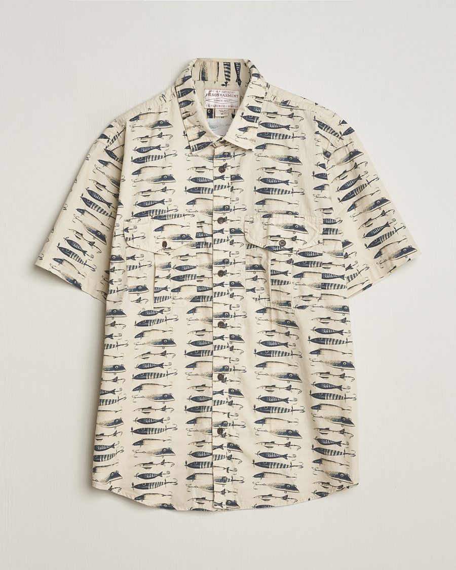 Hombres | Camisas | Filson | Washed Short Sleeve Feather Cloth Shirt Natural