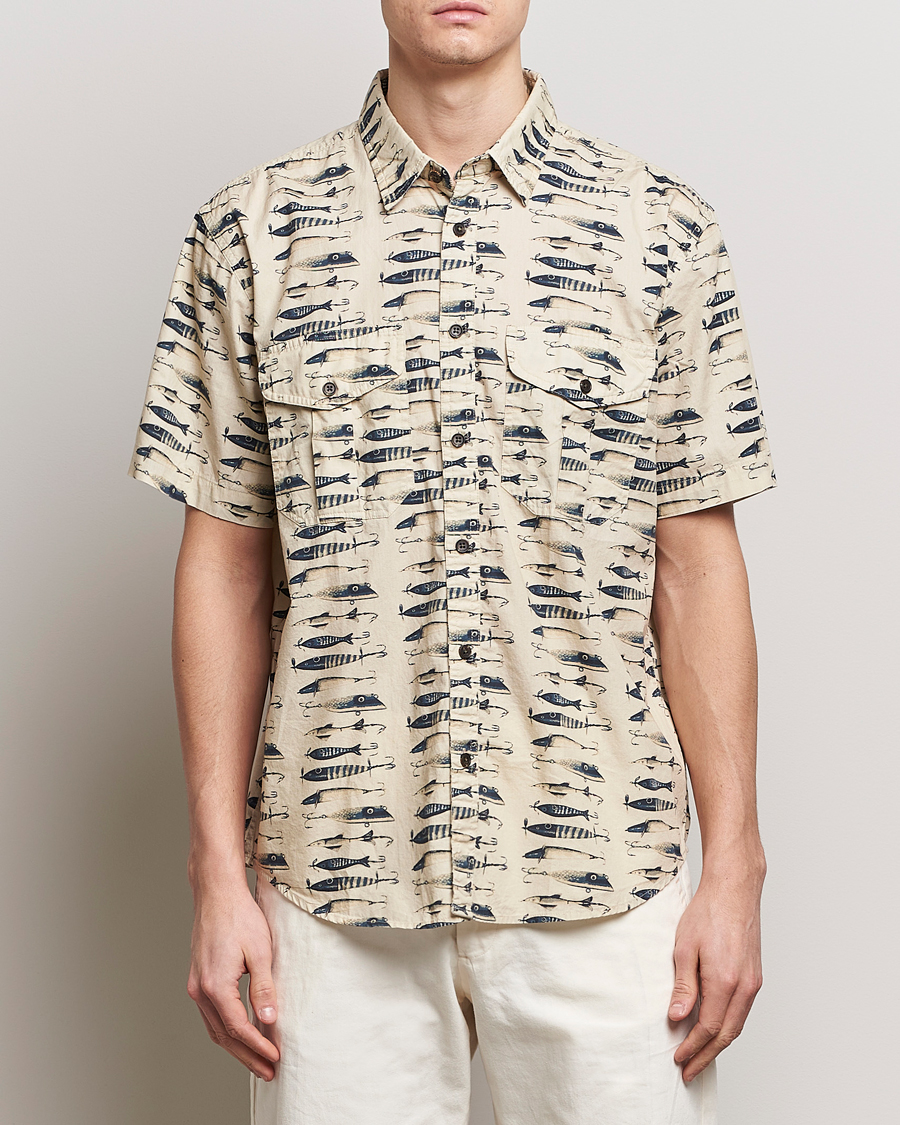 Men | Short Sleeve Shirts | Filson | Washed Short Sleeve Feather Cloth Shirt Natural