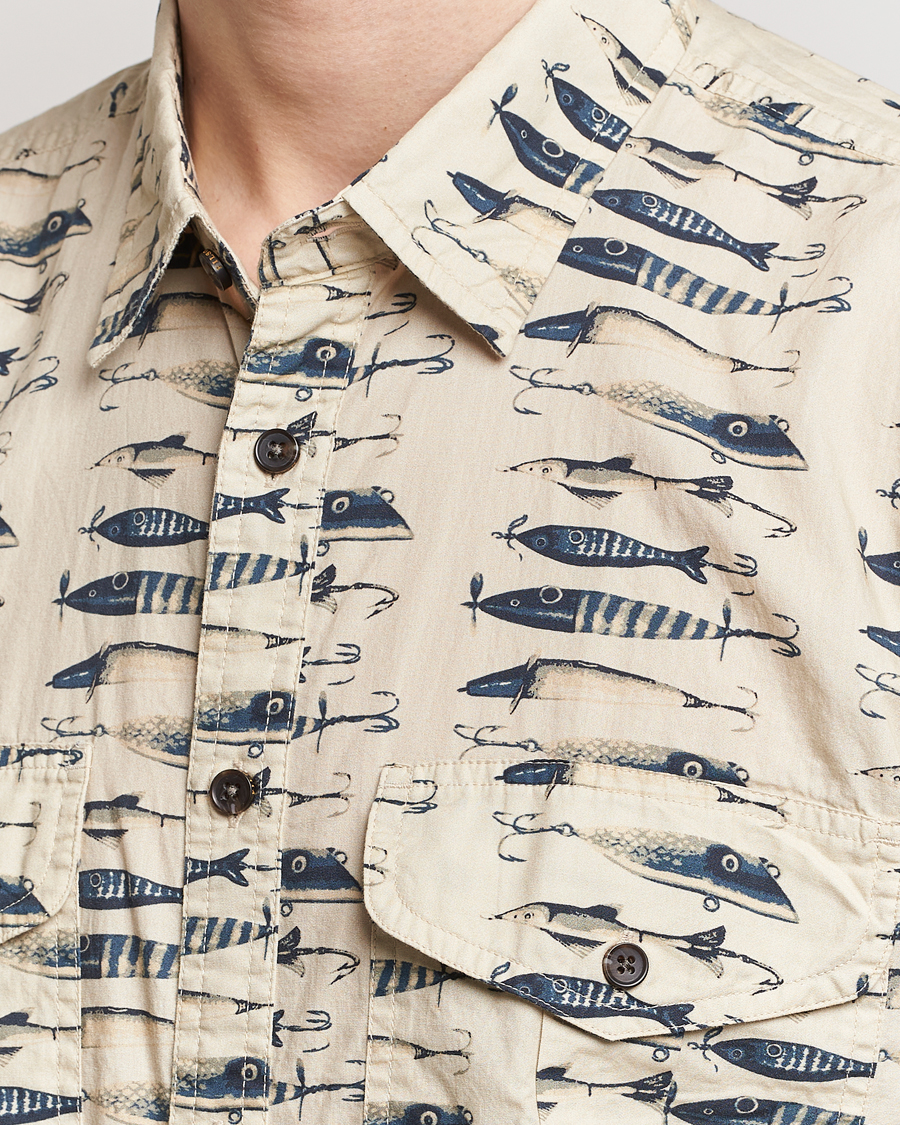 Hombres | Camisas | Filson | Washed Short Sleeve Feather Cloth Shirt Natural