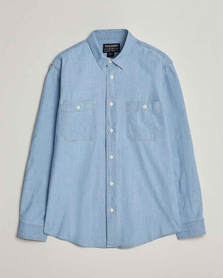 Hombres | Camisas | Filson | Chambray CPO Shirt Light Indigo