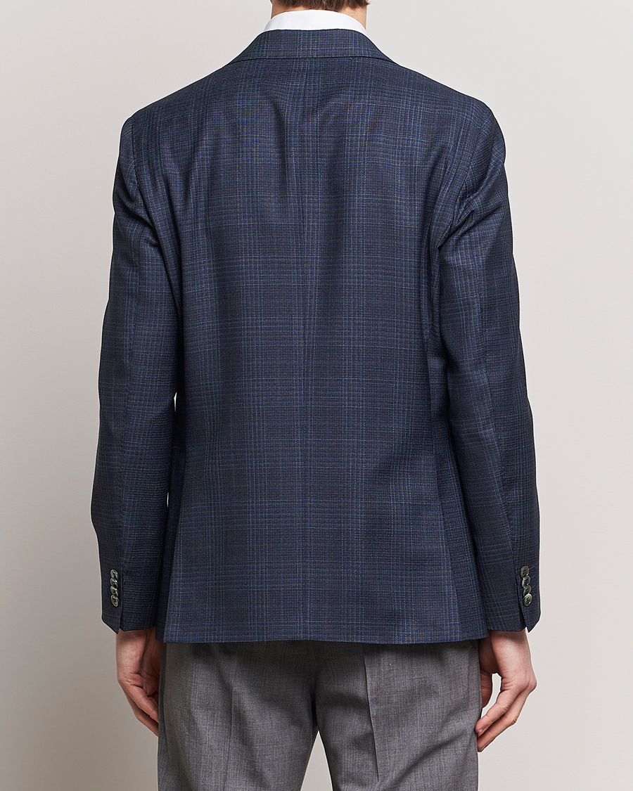 Hombres | Blazers | Oscar Jacobson | Fogerty Mini Check Wool Blazer Navy