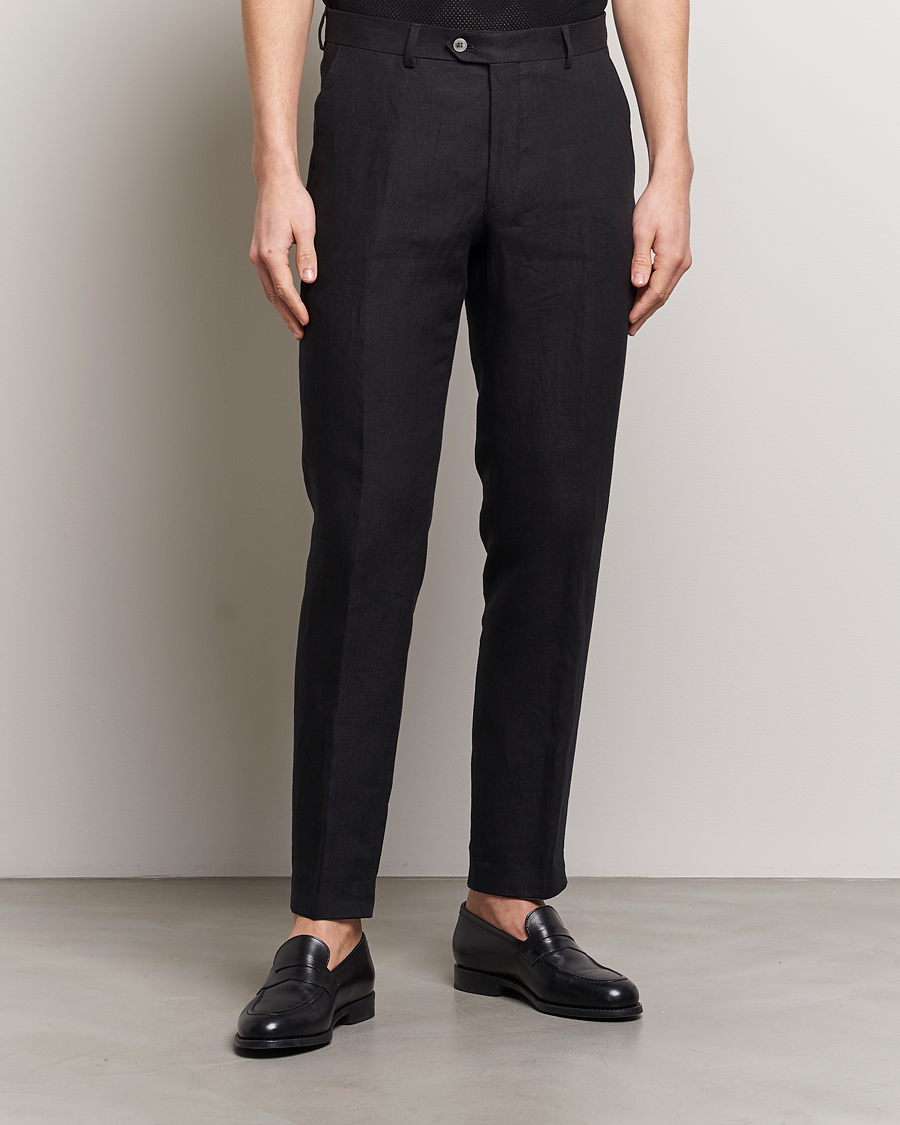 Men | Suit Trousers | Oscar Jacobson | Denz Linen Trousers Black