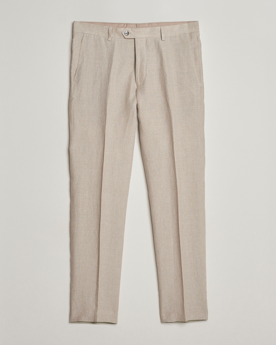 Hombres | Pantalones | Oscar Jacobson | Denz Linen Trousers Beige