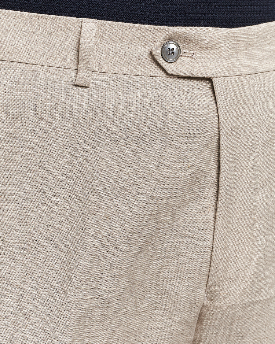 Hombres | Pantalones | Oscar Jacobson | Denz Linen Trousers Beige