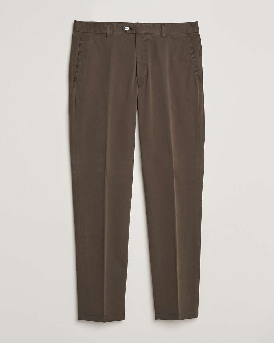 Hombres | Pantalones | Oscar Jacobson | Denz Casual Cotton Trousers Olive