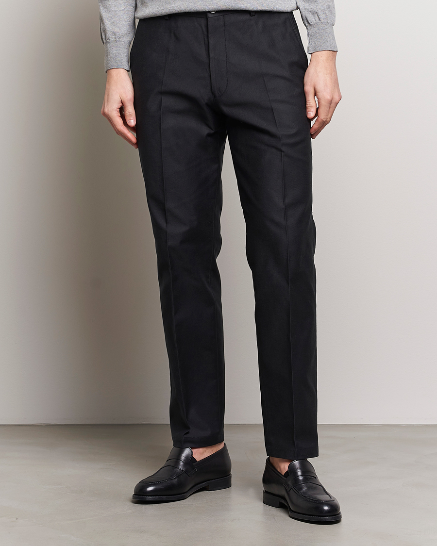 Hombres | Pantalones formales | Oscar Jacobson | Decker Cotton Trousers Black