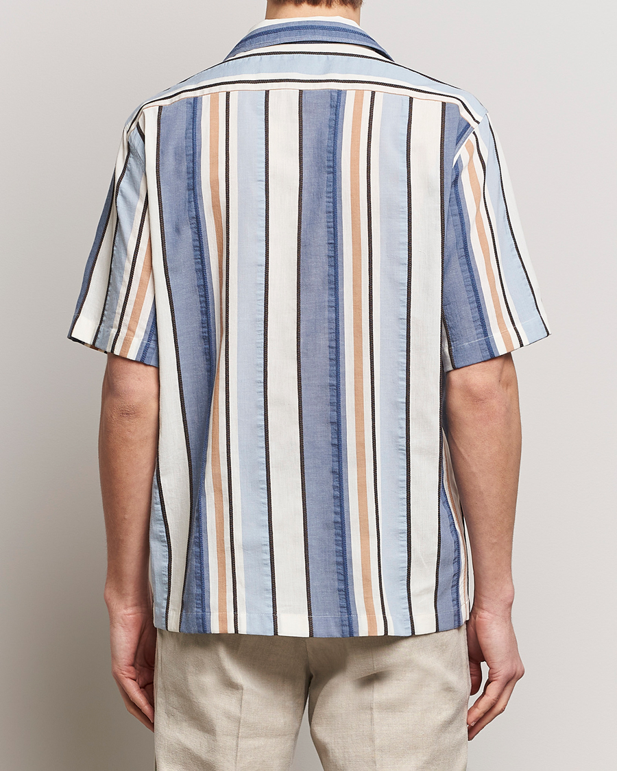 Hombres | Camisas | Oscar Jacobson | Hanks Short Sleeve Striped Cotton Shirt Multi