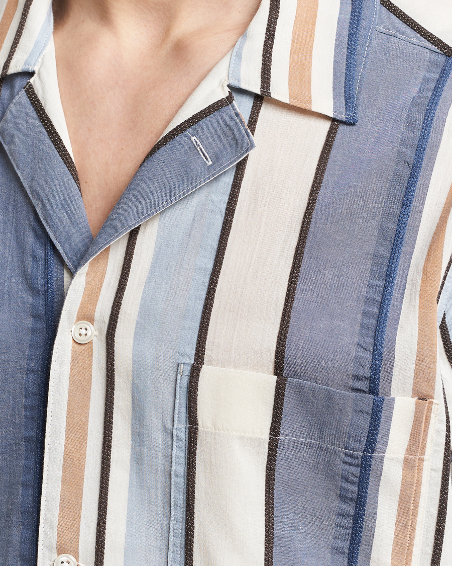 Hombres | Camisas | Oscar Jacobson | Hanks Short Sleeve Striped Cotton Shirt Multi