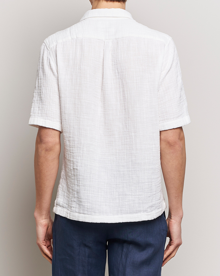 Hombres | Camisas | Oscar Jacobson | Short Sleeve City Crepe Cotton Shirt White