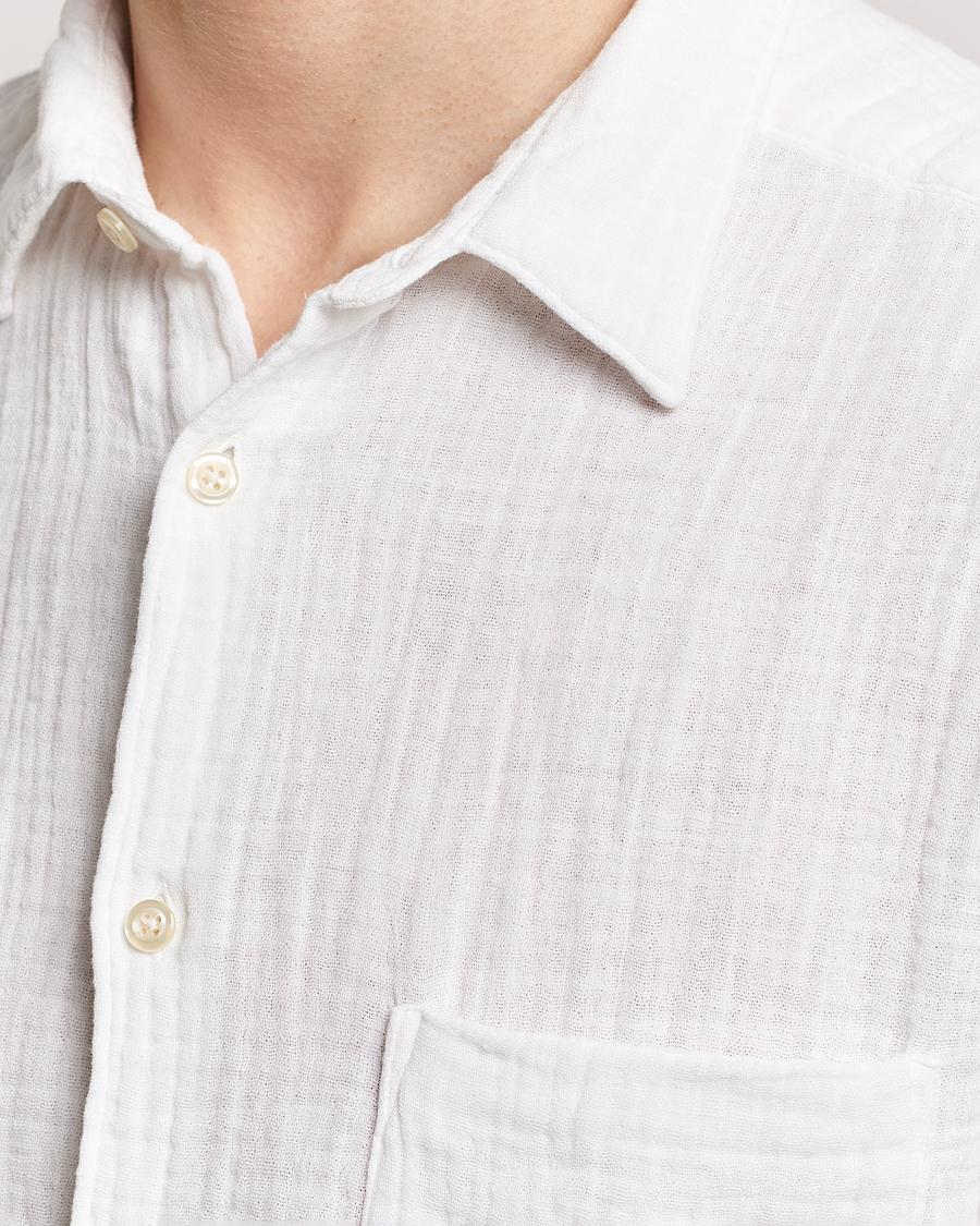 Hombres | Camisas | Oscar Jacobson | Short Sleeve City Crepe Cotton Shirt White