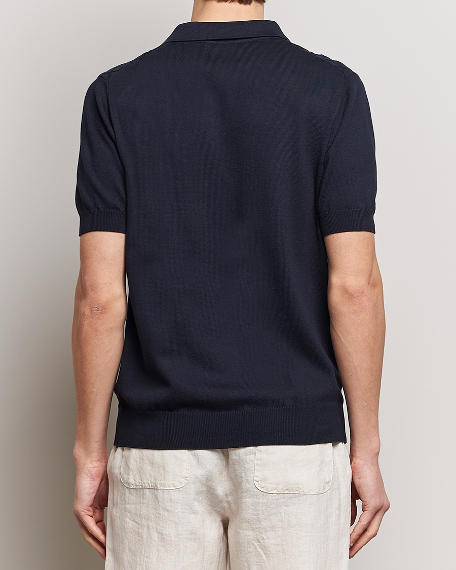 Hombres | Polos | Oscar Jacobson | Mirza Structured Cotton Polo Navy