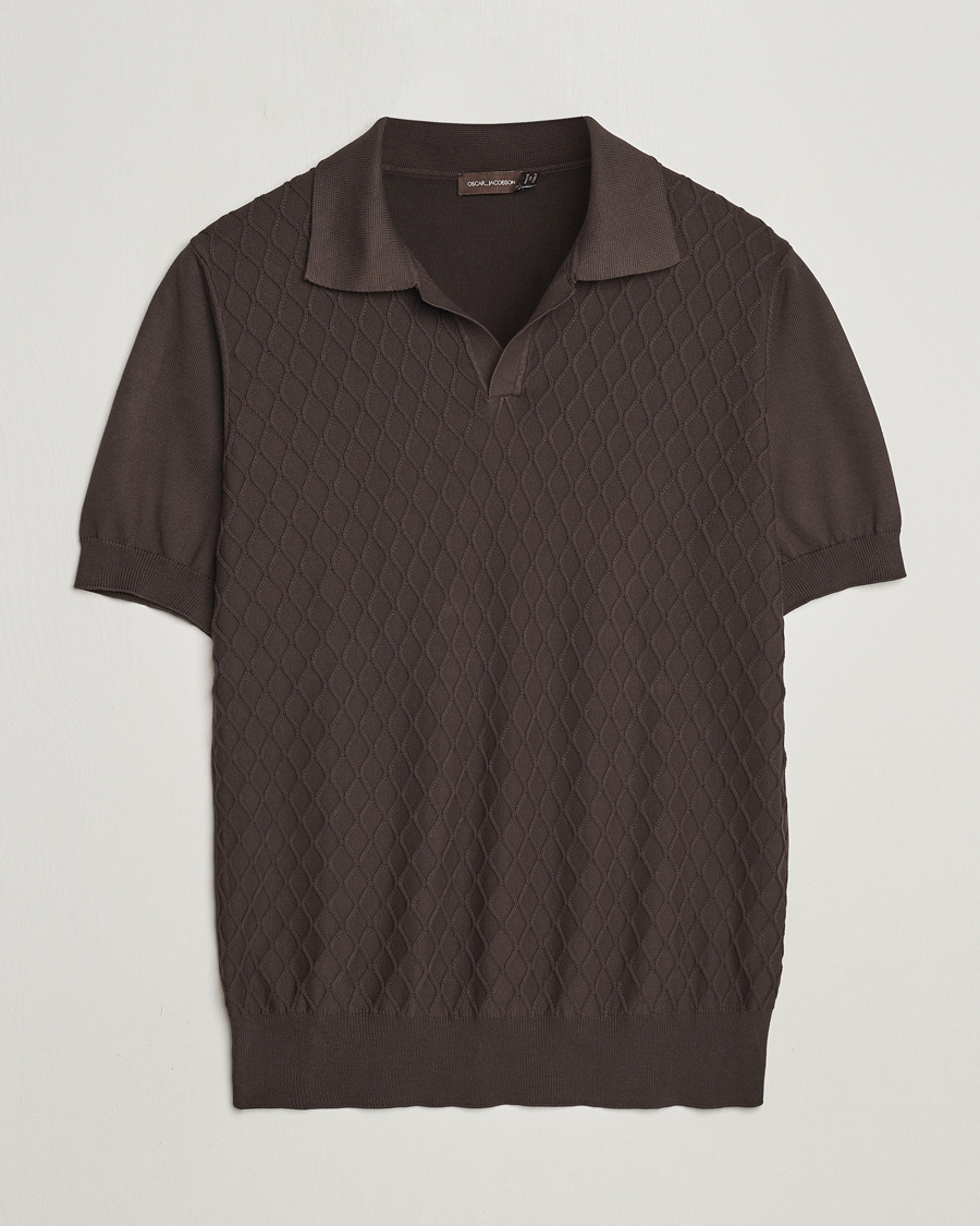 Hombres | Polos | Oscar Jacobson | Mirza Structured Cotton Polo Brown