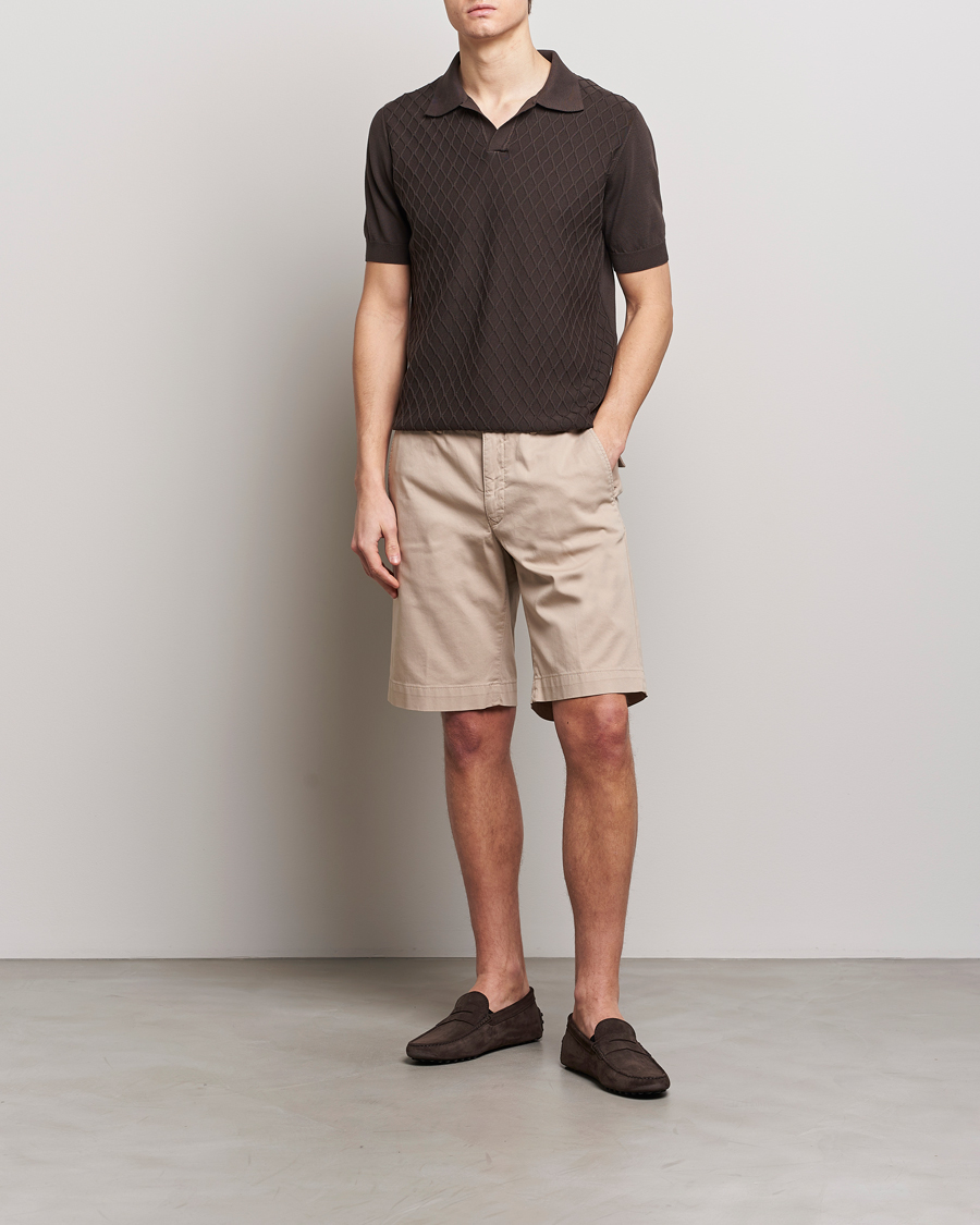 Hombres | Polos | Oscar Jacobson | Mirza Structured Cotton Polo Brown