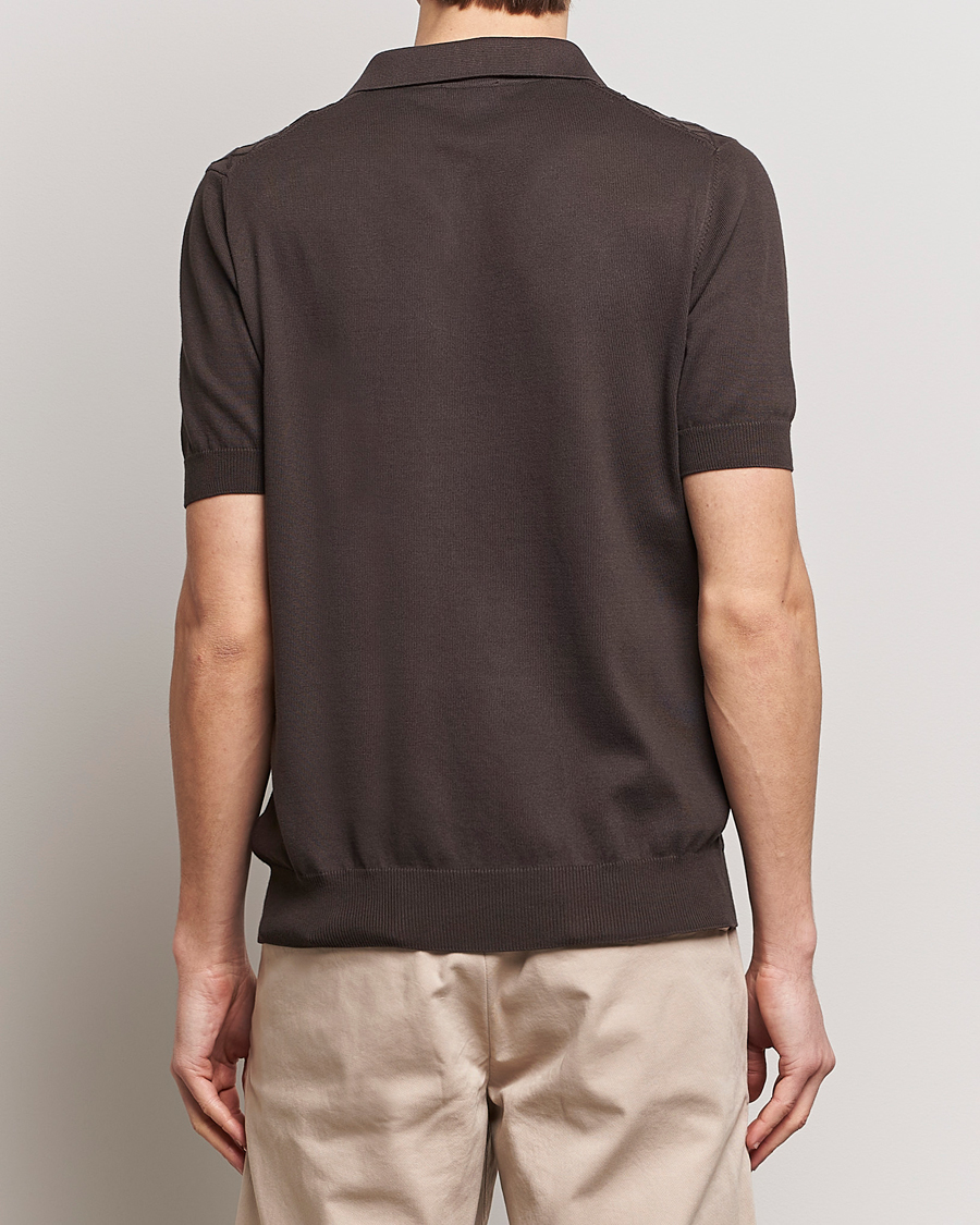 Hombres | Polos | Oscar Jacobson | Mirza Structured Cotton Polo Brown
