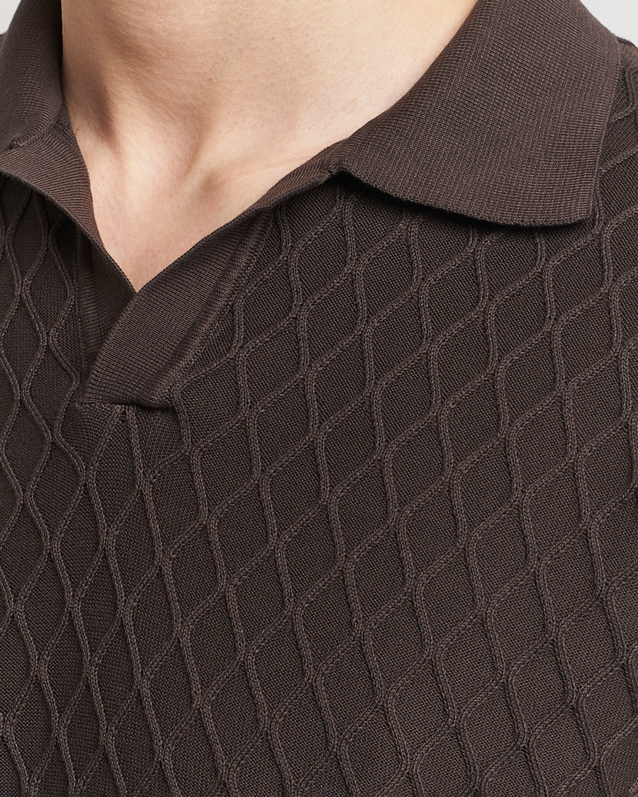 Hombres | Polos | Oscar Jacobson | Mirza Structured Cotton Polo Brown