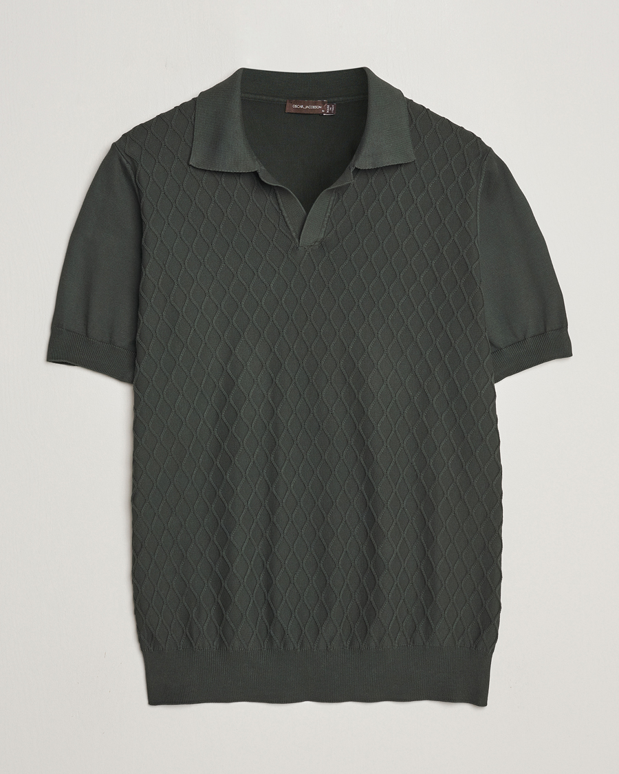Hombres | Polos | Oscar Jacobson | Mirza Structured Cotton Polo Olive
