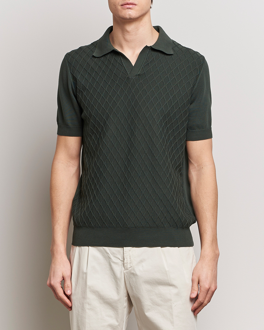 Hombres | Polos | Oscar Jacobson | Mirza Structured Cotton Polo Olive