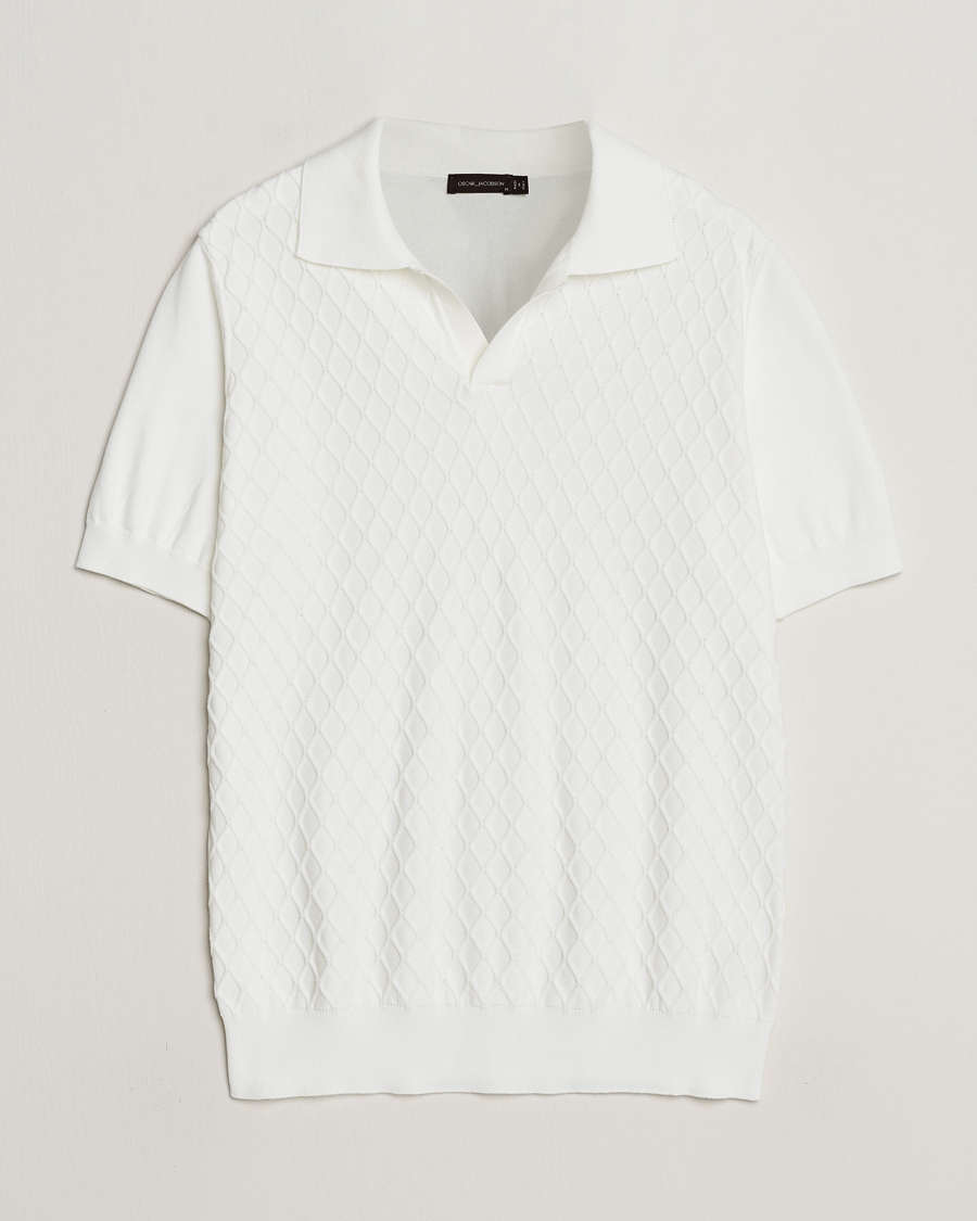Hombres | Polos | Oscar Jacobson | Mirza Structured Cotton Polo White