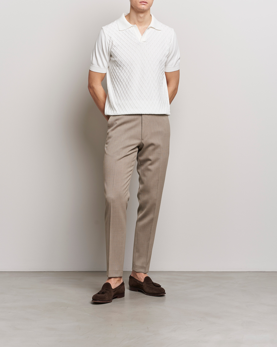 Hombres | Polos | Oscar Jacobson | Mirza Structured Cotton Polo White