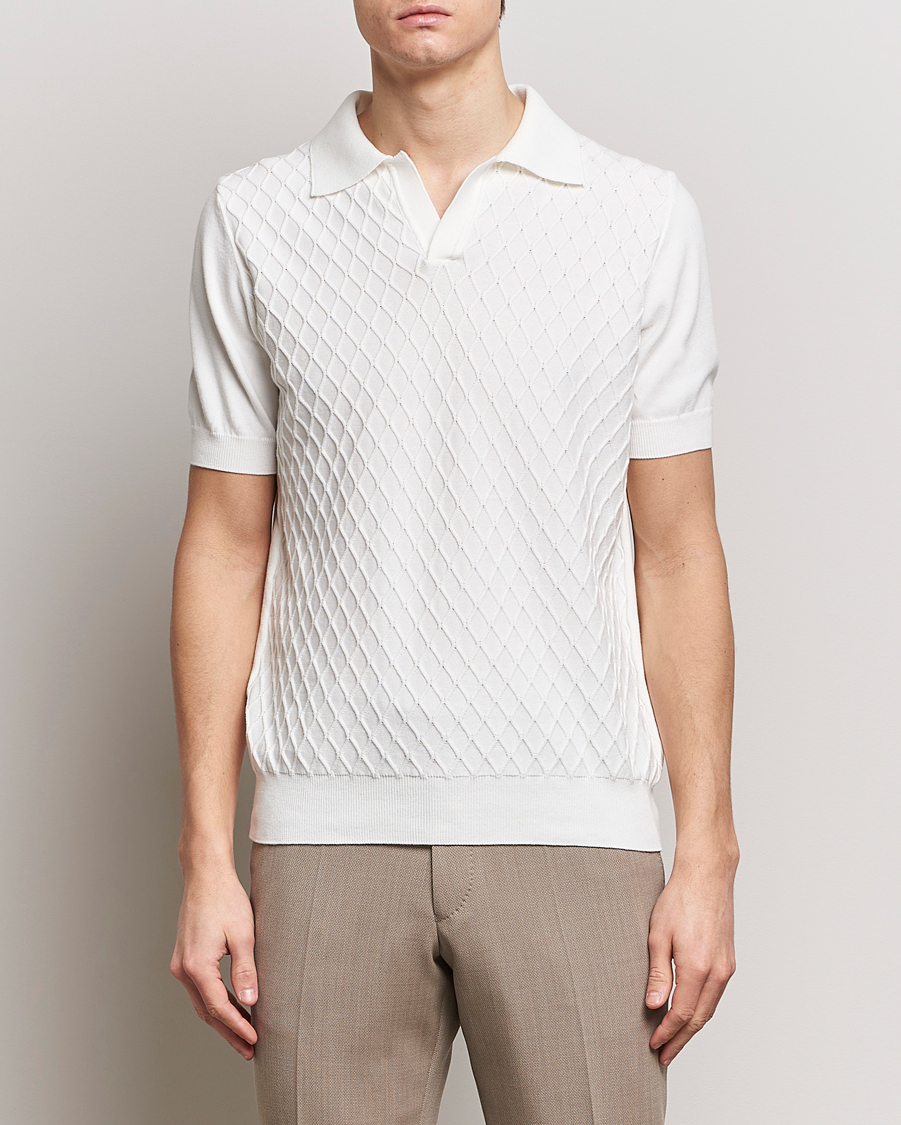 Hombres | Camisas polo de manga corta | Oscar Jacobson | Mirza Structured Cotton Polo White