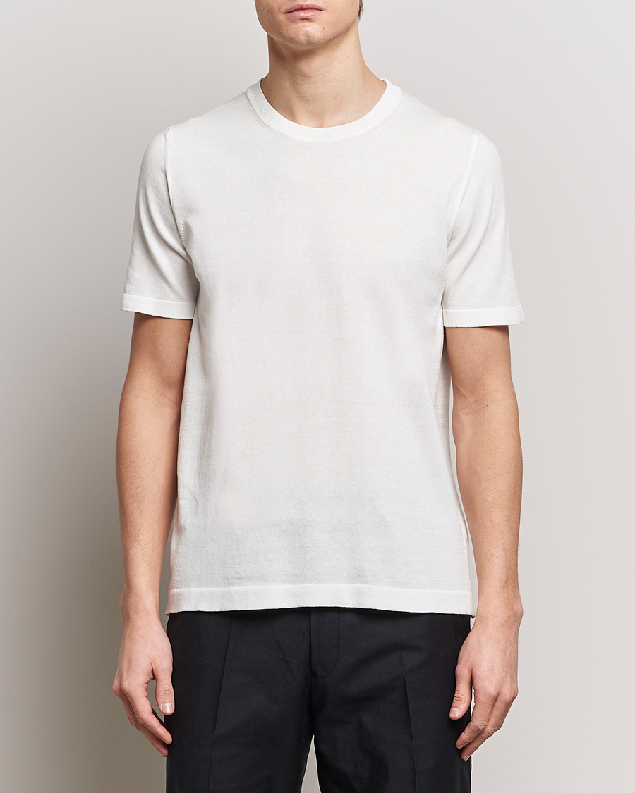 Hombres | Ropa | Oscar Jacobson | Brian Knitted Cotton T-Shirt White