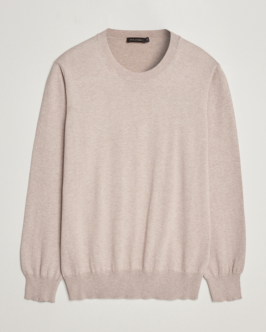 Hombres | Jerséis y prendas de punto | Oscar Jacobson | Valdemar Cotton Crew Neck Beige