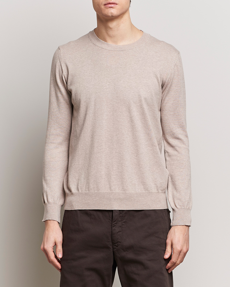 Hombres | Jerséis y prendas de punto | Oscar Jacobson | Valdemar Cotton Crew Neck Beige