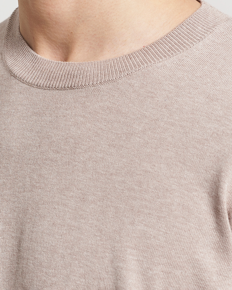 Hombres | Jerséis y prendas de punto | Oscar Jacobson | Valdemar Cotton Crew Neck Beige