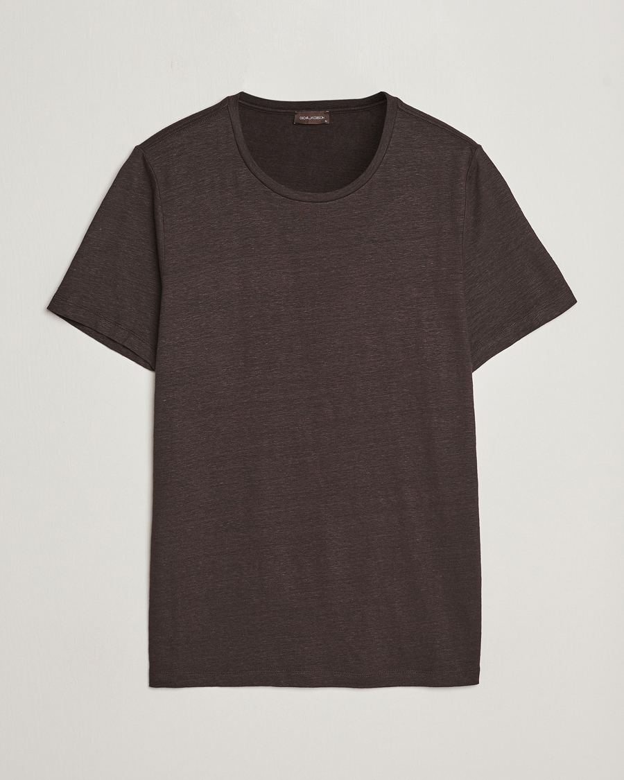 Hombres | Camisetas | Oscar Jacobson | Kyran Linen T-Shirt Brown