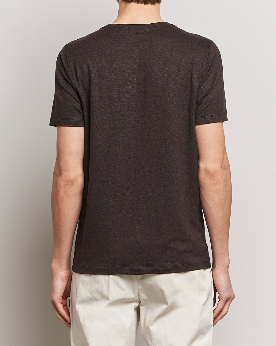 Hombres | Camisetas | Oscar Jacobson | Kyran Linen T-Shirt Brown