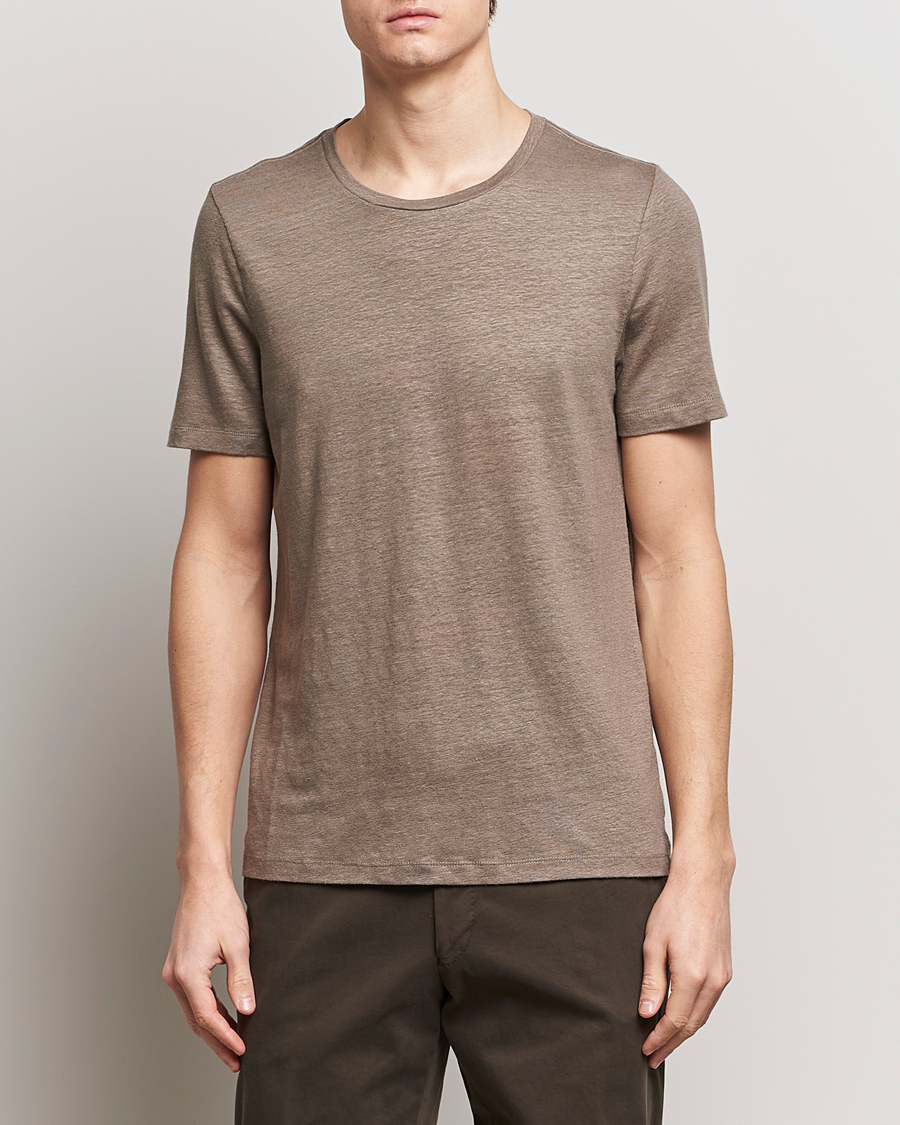 Hombres |  | Oscar Jacobson | Kyran Linen T-Shirt Olive