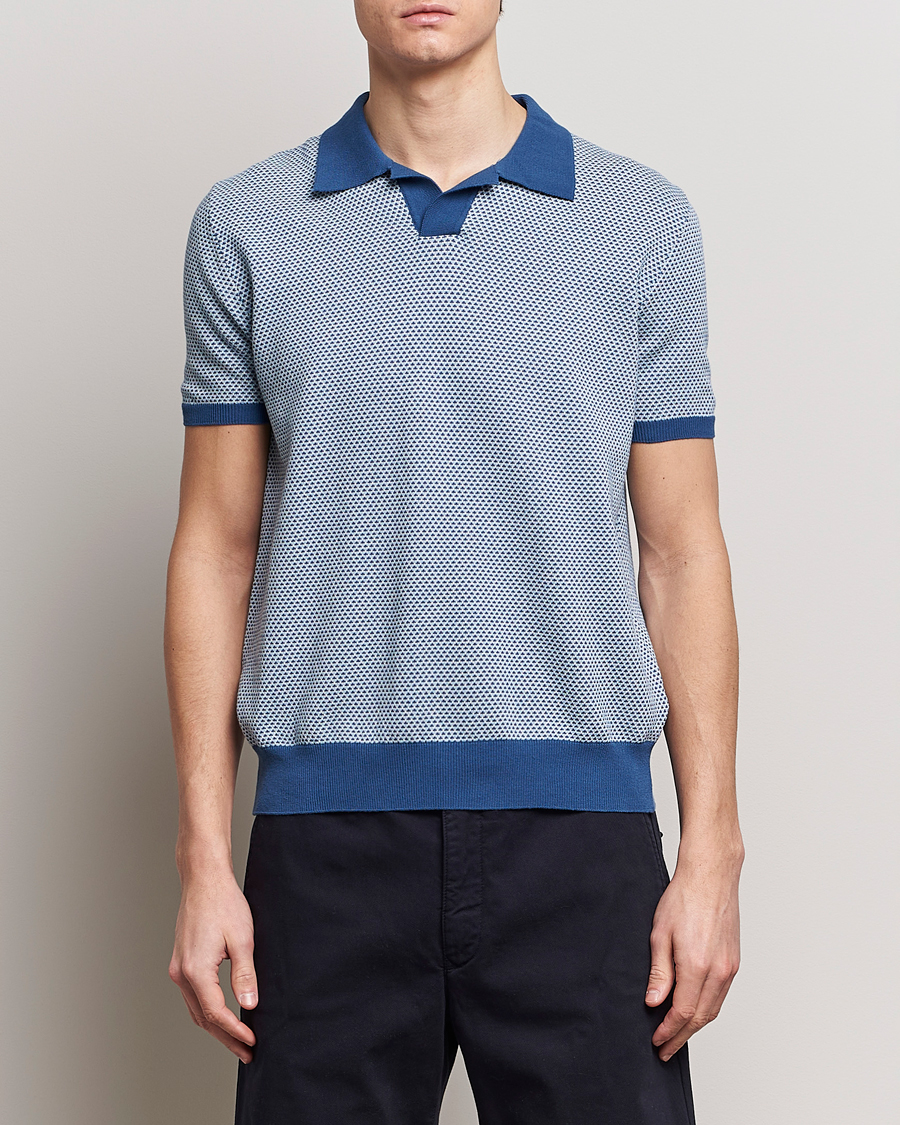Hombres | Camisas polo de manga corta | Oscar Jacobson | Dalius Structured Cotton Polo Blue