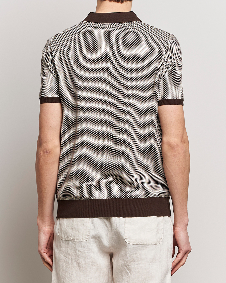 Hombres | Polos | Oscar Jacobson | Dalius Structured Cotton Polo Brown