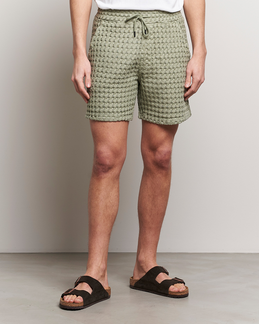 Hombres | Pantalones cortos de chándal | OAS | Porto Waffle Shorts Dusty Green