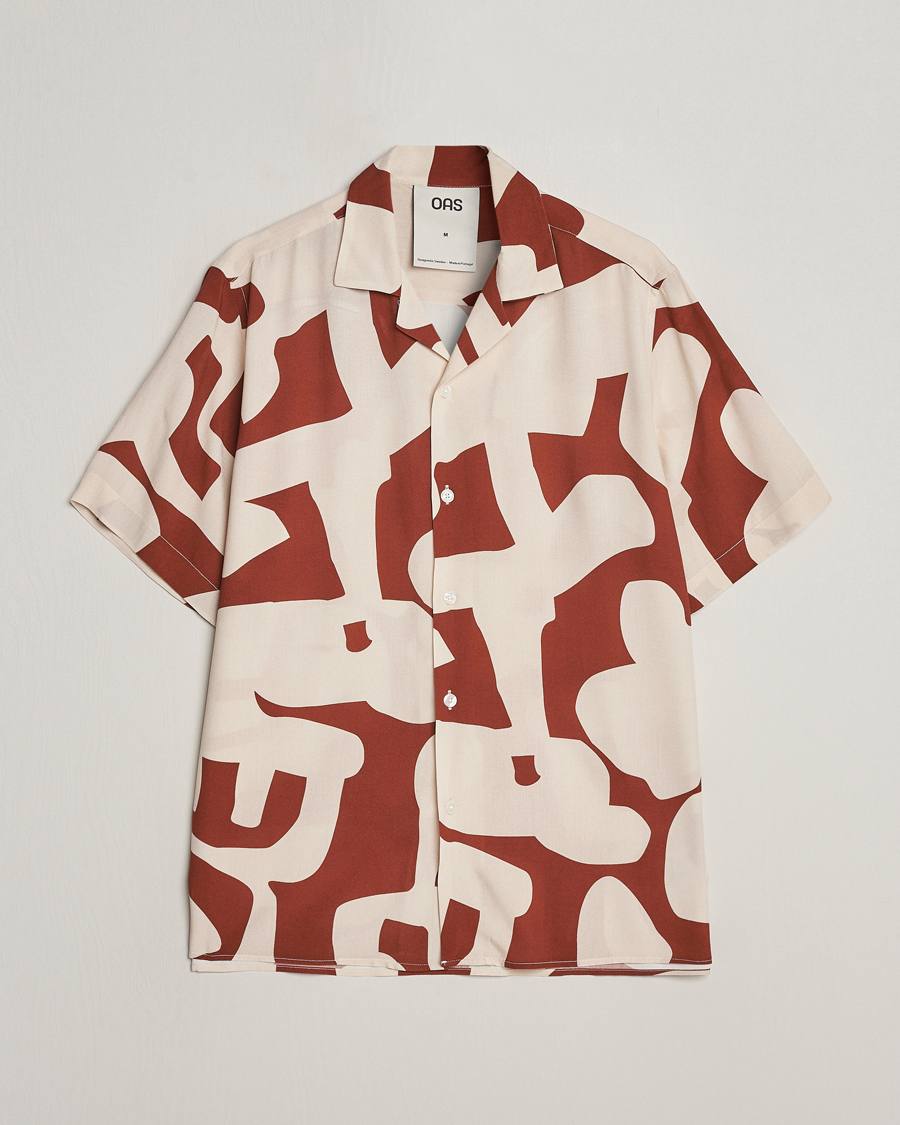 Hombres | Camisas | OAS | Viscose Resort Short Sleeve Shirt Russet Puzzlotec