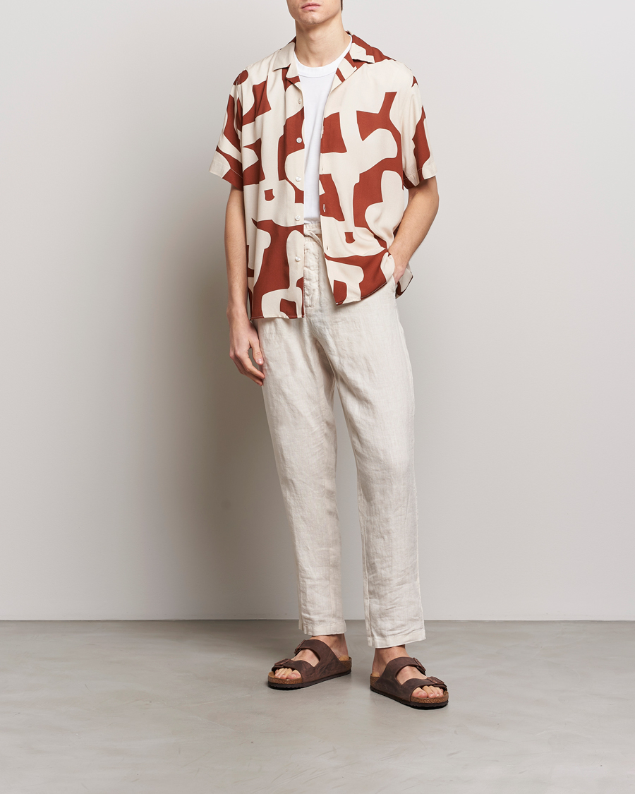 Hombres | Camisas | OAS | Viscose Resort Short Sleeve Shirt Russet Puzzlotec