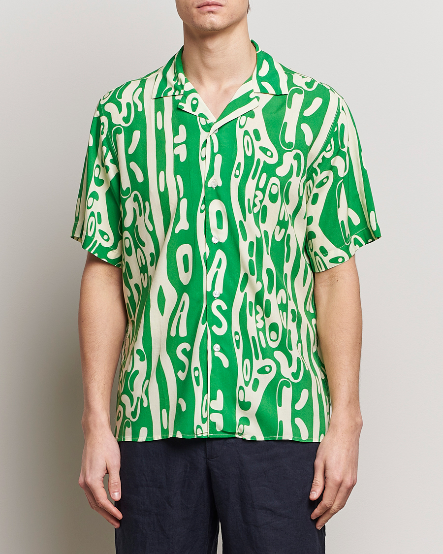 Hombres | Camisas de manga corta | OAS | Viscose Resort Short Sleeve Shirt Verdant