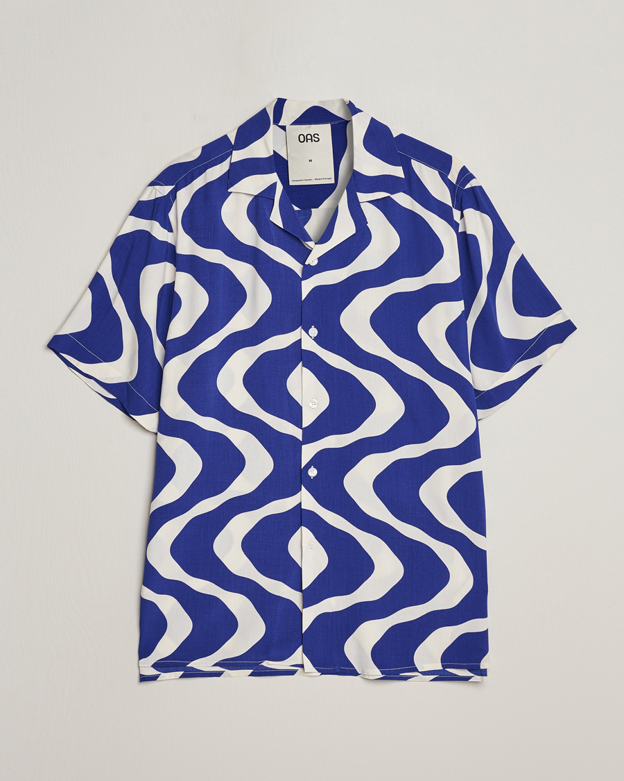 Hombres | Camisas | OAS | Viscose Resort Short Sleeve Shirt Blue Rippling
