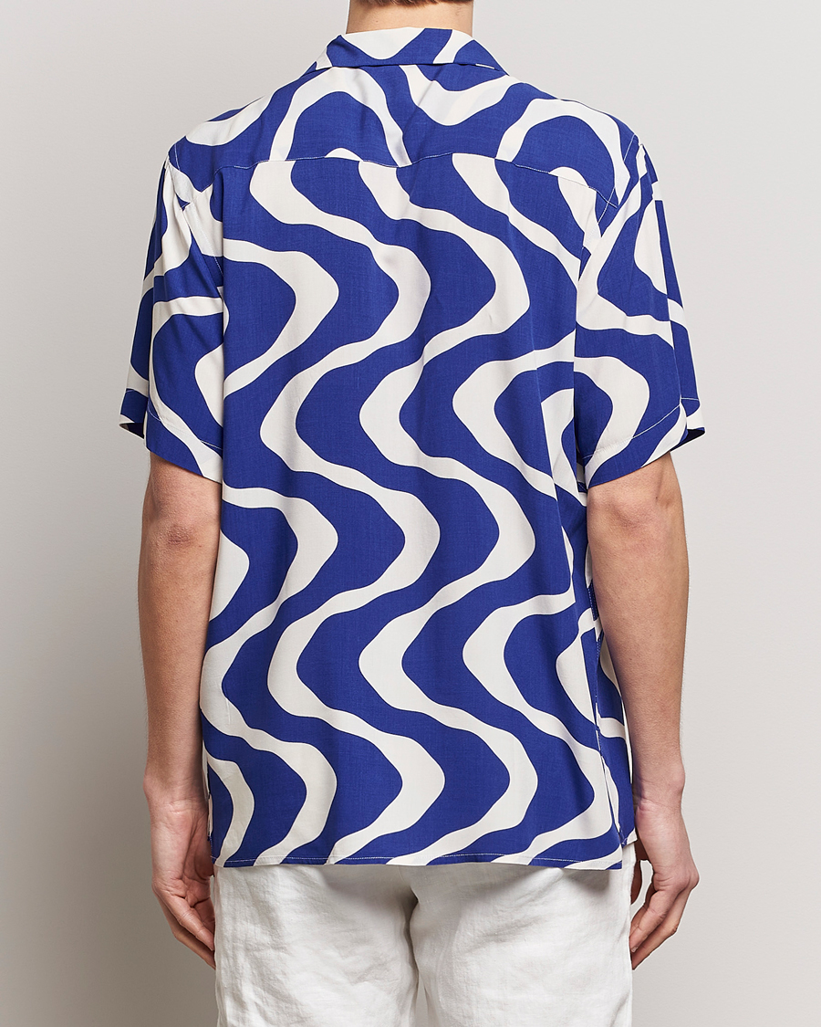 Hombres | Camisas | OAS | Viscose Resort Short Sleeve Shirt Blue Rippling