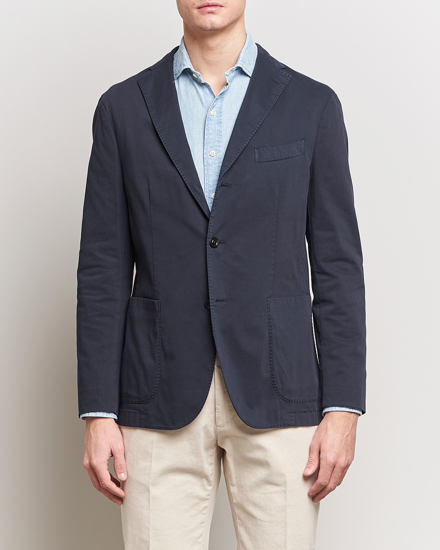 Hombres | Blazers de algodón | Boglioli | K Jacket Cotton Stretch Blazer Navy
