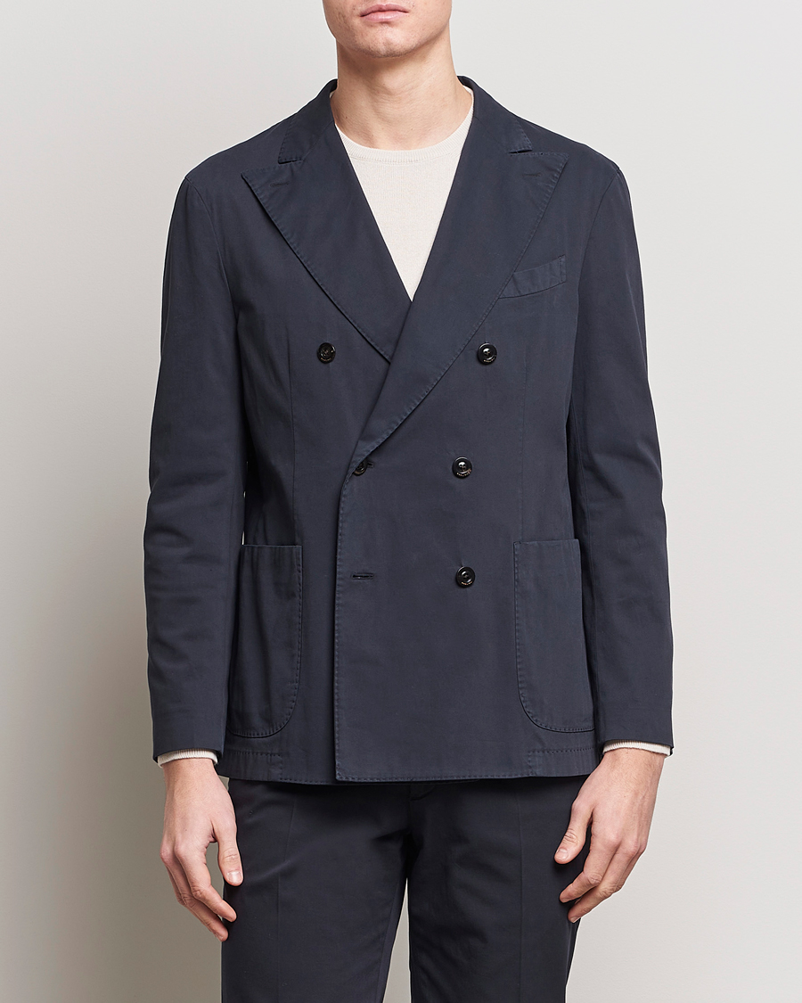 Hombres | Blazers | Boglioli | K Jacket Double Breasted Cotton Blazer Navy