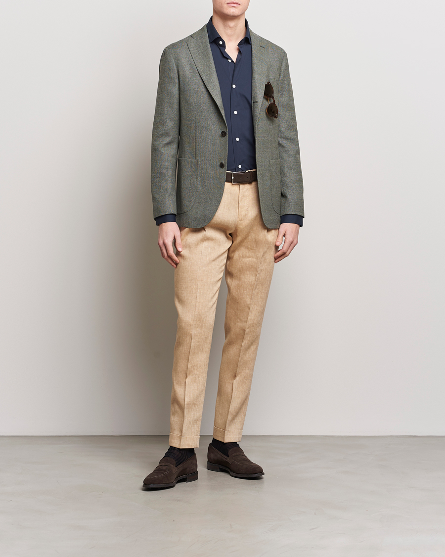 Hombres | Blazers | Boglioli | K Jacket Wool Hopsack Blazer Sage Green