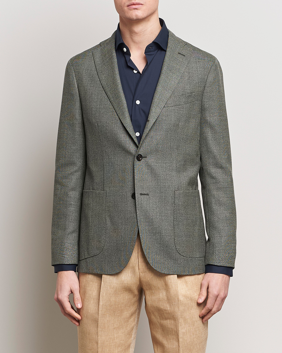 Hombres | Blazers | Boglioli | K Jacket Wool Hopsack Blazer Sage Green