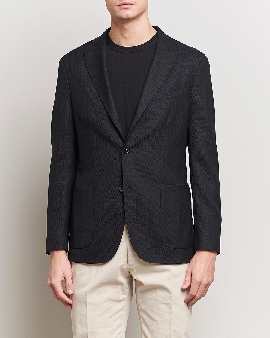 Hombres | Italian Department | Boglioli | K Jacket Wool Hopsack Blazer Black