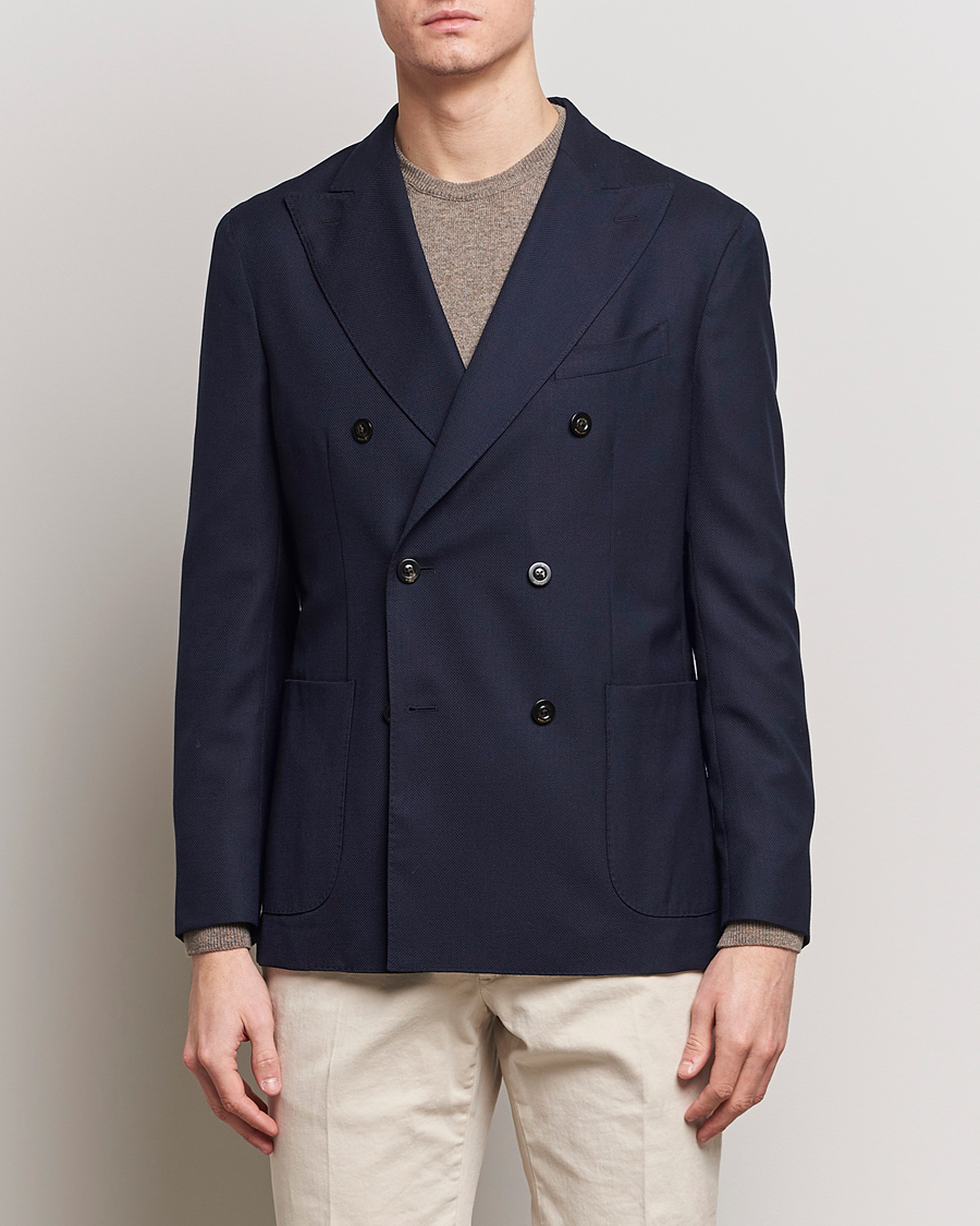 Hombres | Formal Wear | Boglioli | K Jacket Double Breasted Wool Blazer Navy