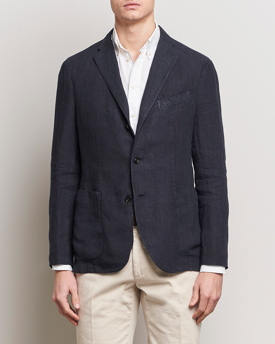 Hombres | Blazers | Boglioli | K Jacket Linen Blazer Navy