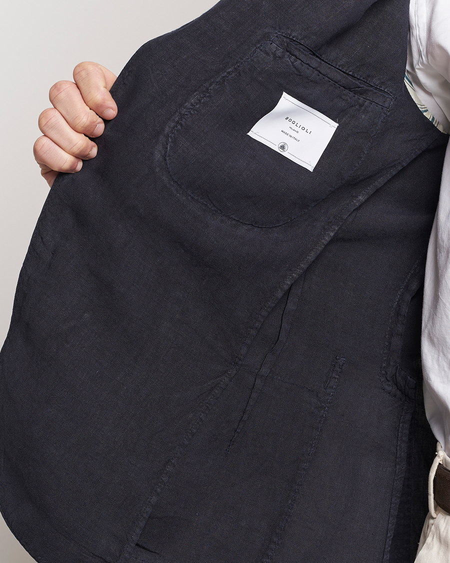 Hombres | Blazers | Boglioli | K Jacket Linen Blazer Navy