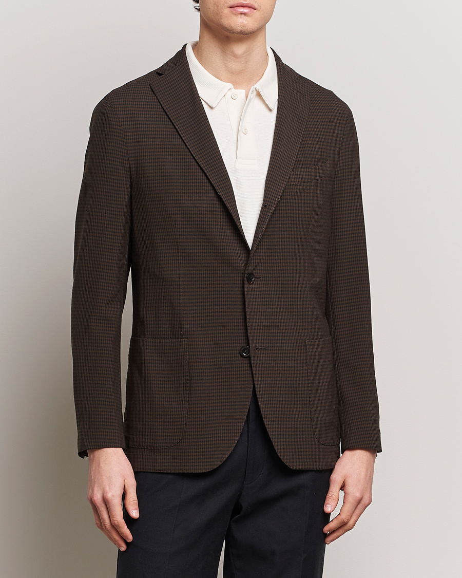 Hombres | Blazers de lana | Boglioli | K Jacket Check Wool Blazer Dark Brown