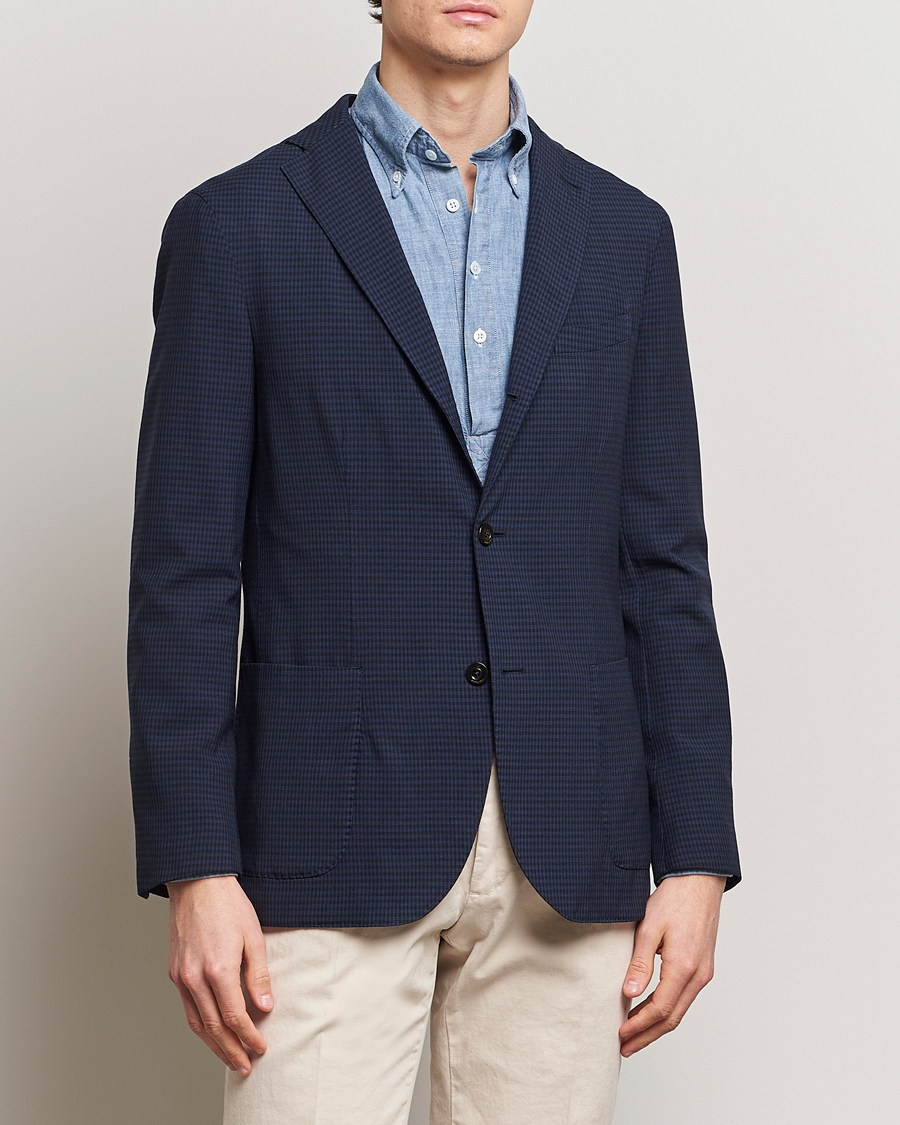 Hombres | Blazers de lana | Boglioli | K Jacket Check Wool Blazer Navy
